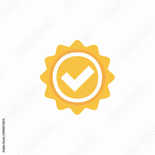 Golden Approved Badge: A Sunburst Icon of Verified Success and Positive Confirmation, Signaling Trust and Quality.