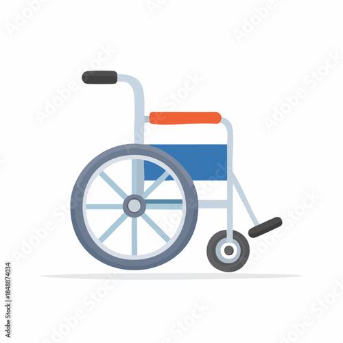 Wheelchair Illustration Mobility Healthcare Transport Assistance Device Blue Gray and Orange Seat