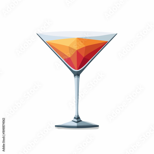 Modern Geometric Cocktail Martini with Orange Gradient: Sophisticated Drink for Happy Hour Celebrations or Elegant Gatherings