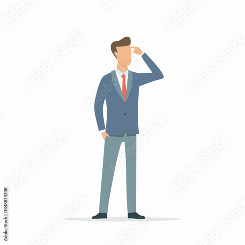 Puzzled Businessman Thinking Hard, Head Scratching in Confusion, Problem Solving, Business Concept, Man in Suit