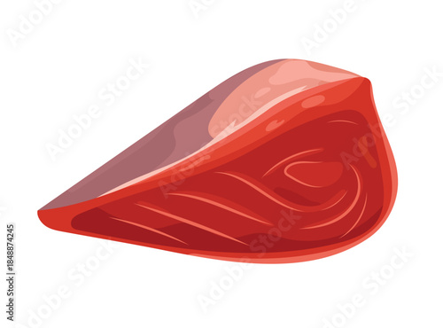 Tuna raw steak. Flat vector clipart, illustration with isolated background.