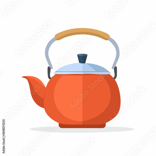 Orange teapot illustration kitchenware beverage container cooking equipment tool for tea making still life isolated