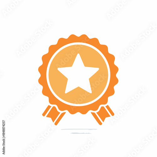 Gold Award Medal with Star and Ribbons Badge of Honor Icon Achievement Illustration