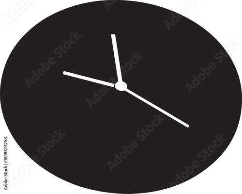 Minimalist Black Clock Icon with White Hands