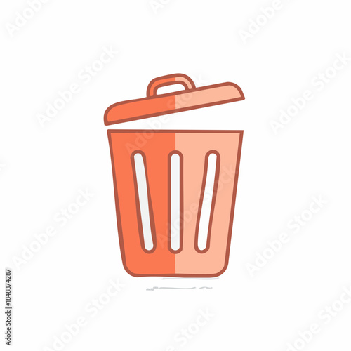 Orange Trash Bin Illustration Waste Disposal Container Vector Open Lid and Empty Recycle Garbage Dumpster