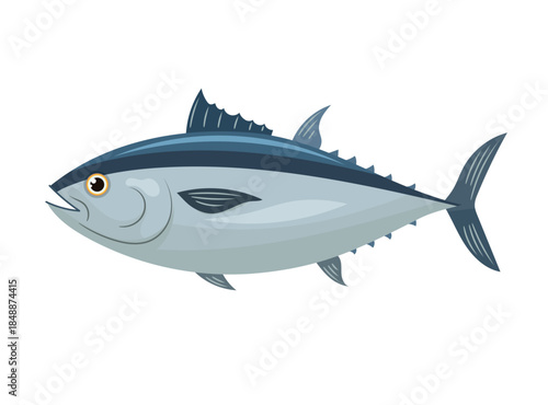 Tuna fish. Flat vector clipart, illustration with isolated background.