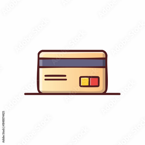 Isolated illustration of a cream credit card with a magnetic stripe for online payment services and banking transactions