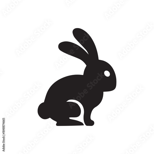 Rabbit silhouette vector illustration, perfect for Easter, spring celebrations. Features adorable, fluffy bunnies in various poses - hopping, sitting, standing. Ideal for nature, wildlife themes