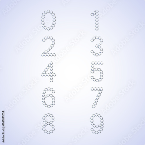 Luxury Crystal Diamond Numbers Set, vector Illustration isolated on gloomy background