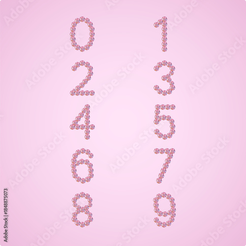 Luxury Crystal Diamond Numbers Set, vector Illustration isolated on light background