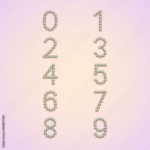 Luxury Crystal Diamond Numbers Set, vector Illustration isolated on light background