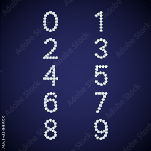 Luxury Crystal Diamond Numbers Set, vector Illustration isolated on gloomy background