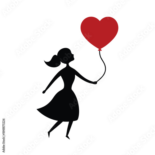 Woman Holding Light Shaped Balloon Representing Hope Dreams And Gentle Freedom Line Art Vector illustration