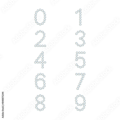 Luxury Crystal Diamond Numbers Set, vector Illustration isolated on white background