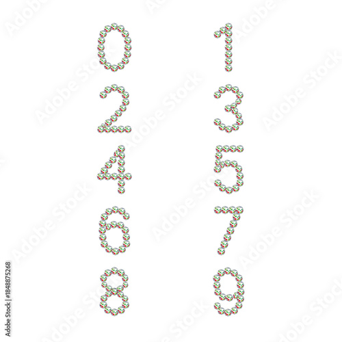 Luxury Crystal Diamond Numbers Set, vector Illustration isolated on white background