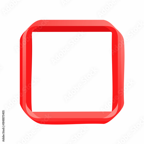 Cadre rouge 3D à coins arrondis – design carré moderne et stylisé