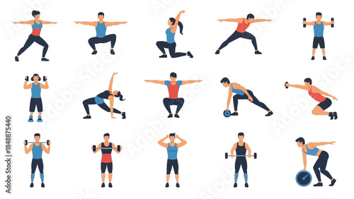 Fitness and Exercise Routine Illustrations