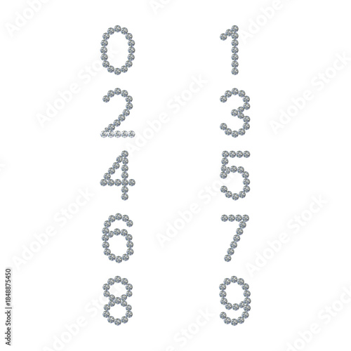 Luxury Crystal Diamond Numbers Set, vector Illustration isolated on white background