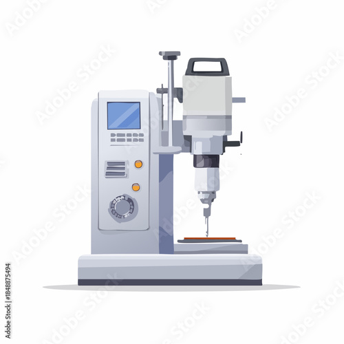 Illustration vectorielle d’une perceuse à colonne numérique sur établi