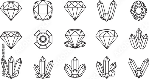 Collection of various gemstone and crystal illustrations