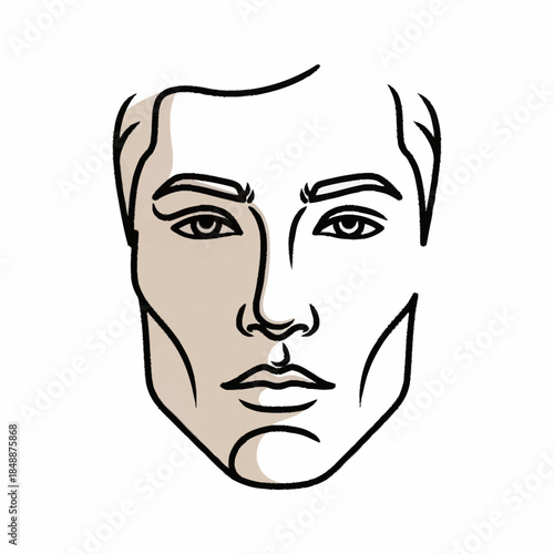 Stylized Male Face Outline with Shaded Contours.