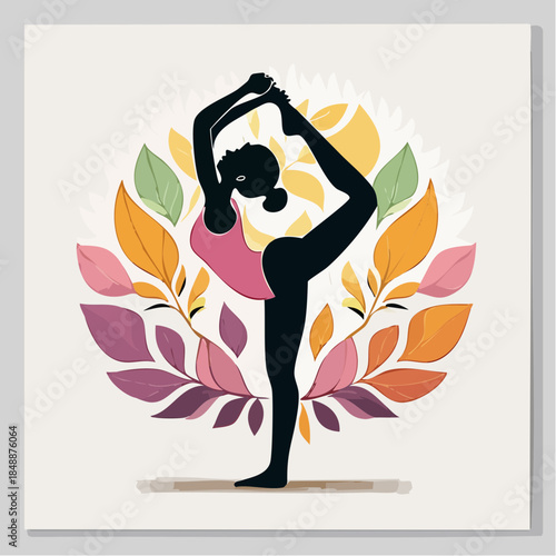  Femme en posture de yoga dans un décor automnal