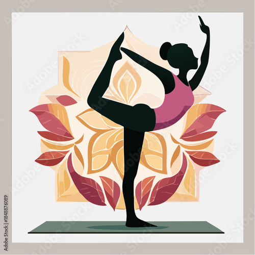 Jeune femme fait du yoga debout, sérénité, zen, position, isolée sur fond blanc  