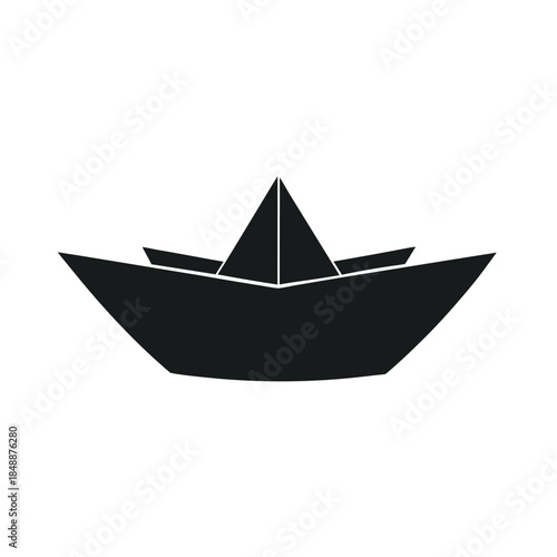 Simple Paper Boat Scene Symbolizing Innocence Imagination And Gentle Life Flow Line Art Vector illustration