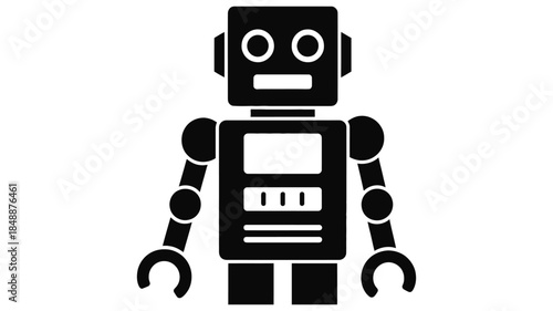 Robot Icon with Gear Minimal Black and White Automation Illustration
