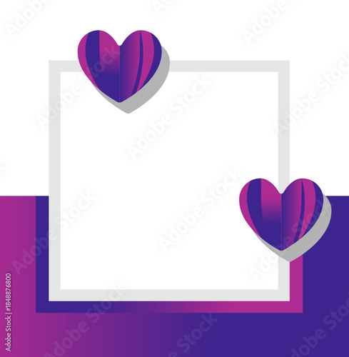 Template mit pink-violetten Herzen und leerem Textfeld für Angebote.