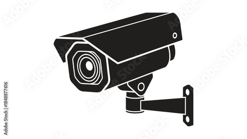 CCTV Security Camera Line Icon Black and White Surveillance Camera Symbol
