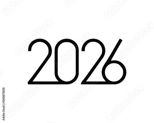 Minimalist thin line 2026 happy new year logo