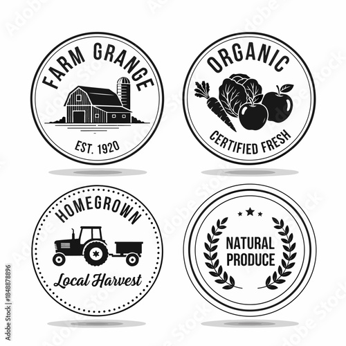 Premium vintage quality badge and ribbon set featuring a retro vector design for a professional business seal collection