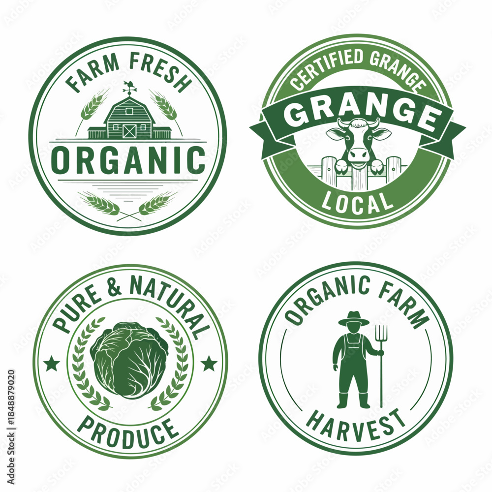 Obraz premium Set of vintage organic labels