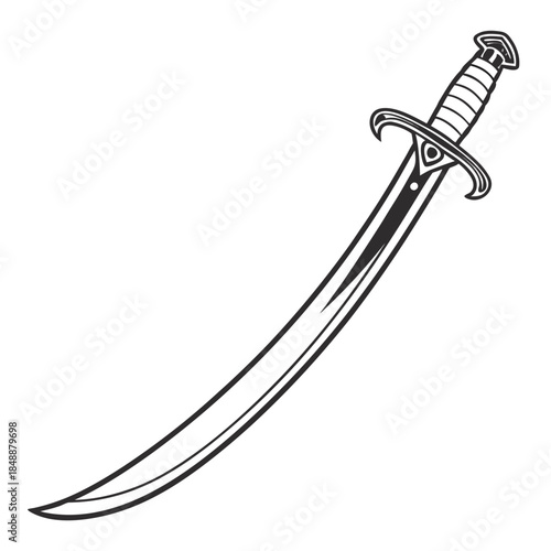 Illustrated curved sword