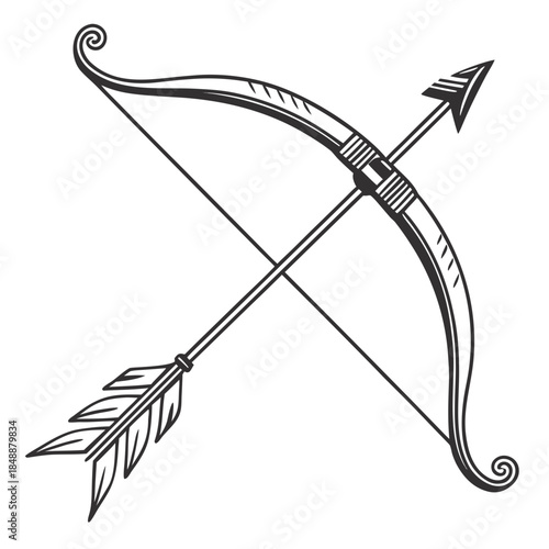 Classic bow and arrow illustration