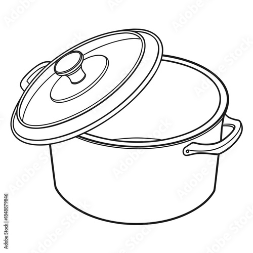 Covered round cooking pot