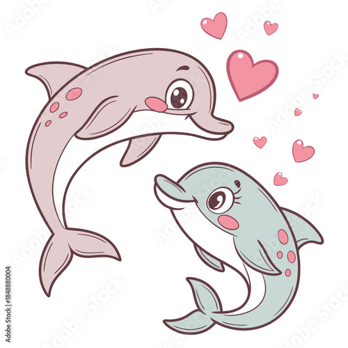 Playful dolphins in love
