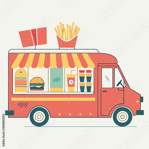 Vibrant food truck serving delicious meals