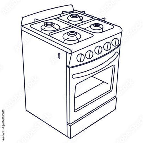 Modern gas stove with four burners