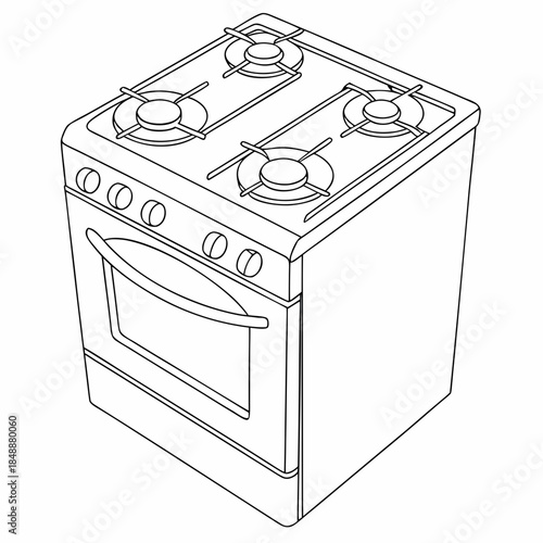 Modern gas stove with four burners