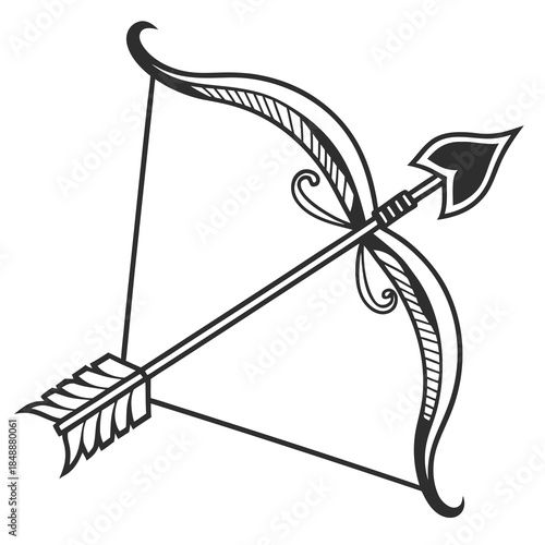 Illustrated bow and arrow