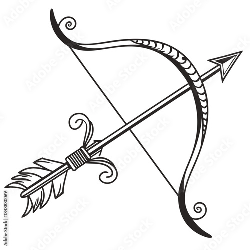 Classic bow and arrow illustration