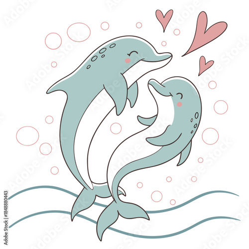Playful dolphins in love