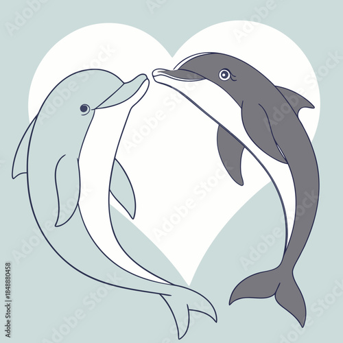 Two dolphins in a heart shape