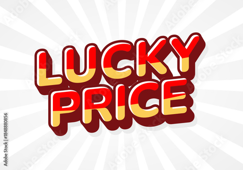 A vibrant graphic design featuring the words Lucky Price in bold, playful typography. The background has radial pattern, enhancing the energetic feel.