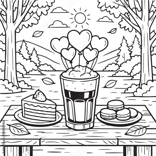 Vintage vector illustration of a retro beer mug with foam, a glass of tea, and a tree icon for bar and beverage design