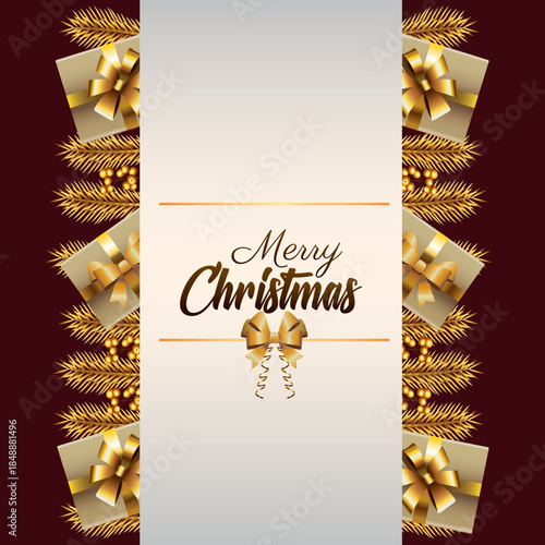 Elegant Christmas Greeting with Gold Ribbon Vertical Frame