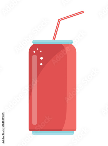Carbonated drink to go. Flat vector clipart, illustration with isolated background.