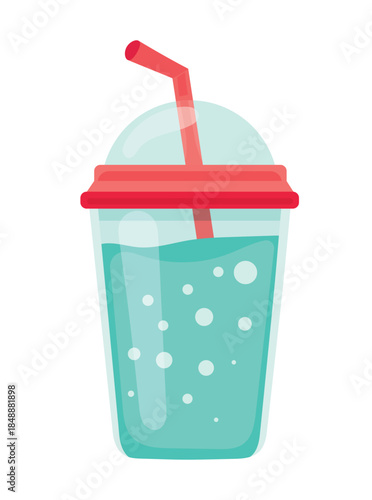 Carbonated drink to go. Flat vector clipart, illustration with isolated background.